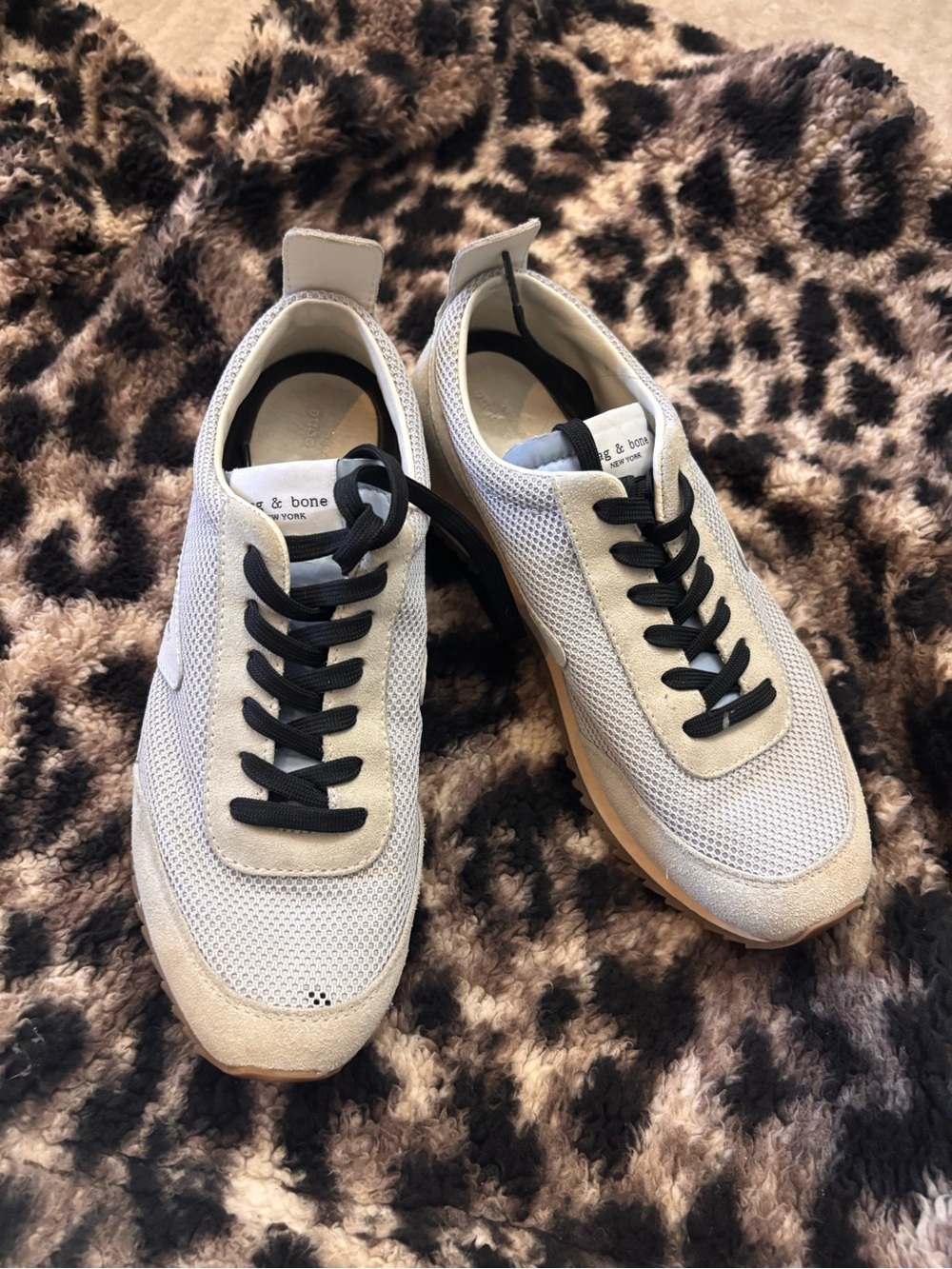 rag & bone Women's White and Black Mesh Sneakers